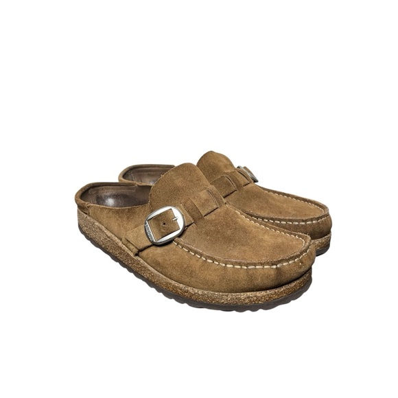 Birkenstock Shoes - Birkenstock Tea Brown Suede Buckley Slip On Mule Clog EU 38 Women’s 7